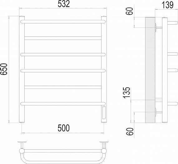 Полотенцесушитель электрический Terminus Евромикс П6 500х650 4670078531278