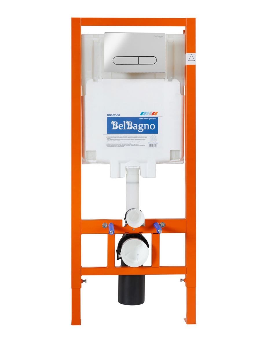 Комплект унитаз с инсталляцией BelBagno Uno BB3105CHR/SC/BB002-80/BB005-PR-CHROME с клавишей смыва