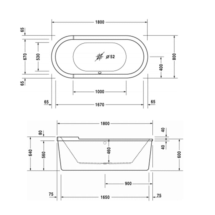 Акриловая ванна Duravit Starck 180x80 700010000000000 c двумя наклонами для спины