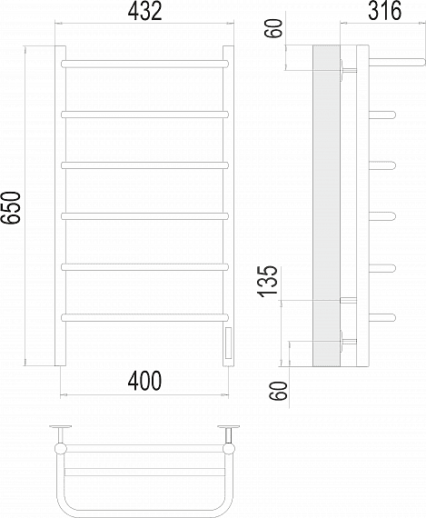 Полотенцесушитель электрический Terminus Полка П6 400х650 4670078531421