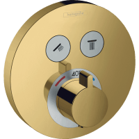 Смеситель для душа с термостатом hansgrohe ShowerSelect S 15743990 для 2 потребителей СМ полированное золото