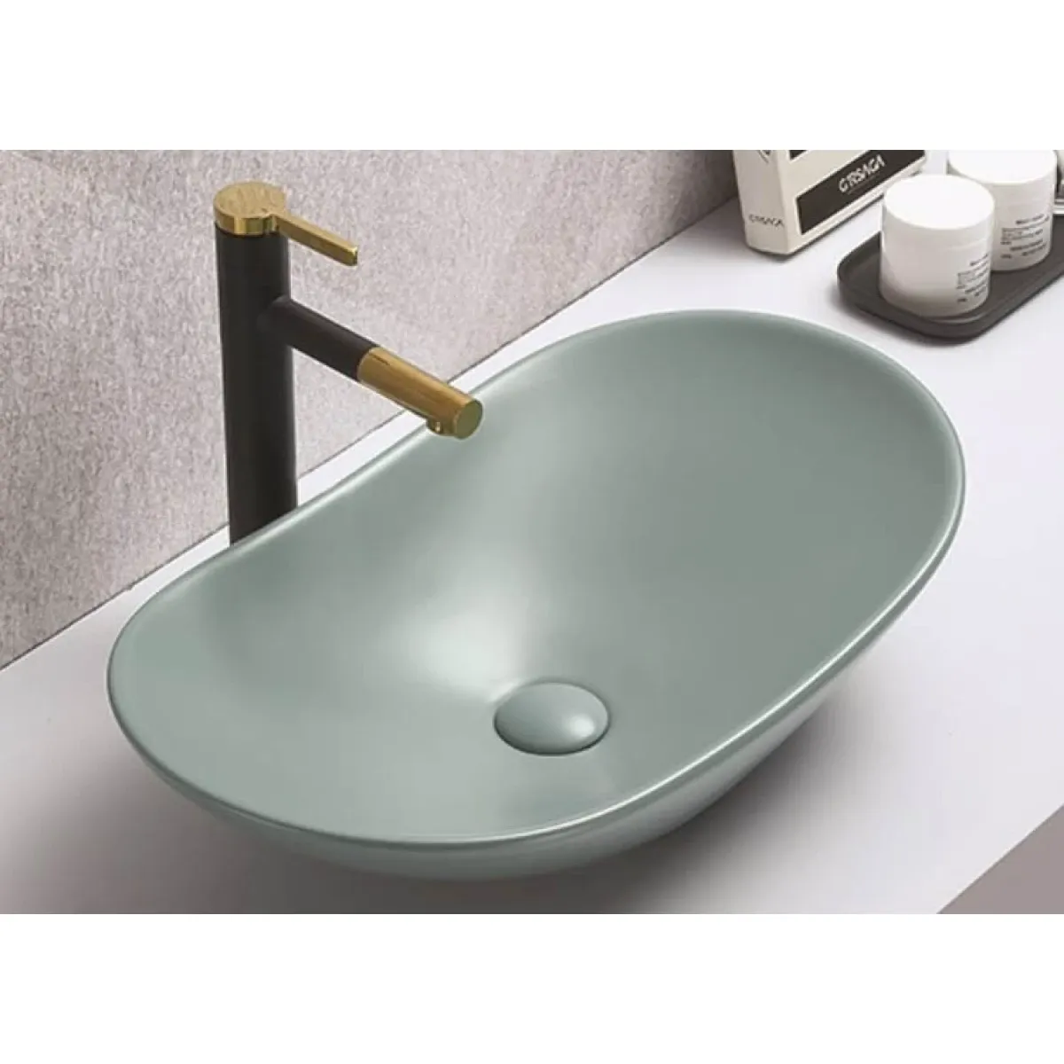 Раковина-чаша CeramaLux 7811AMLG-6 61,5x36 см, накладная, бирюзовый матовый