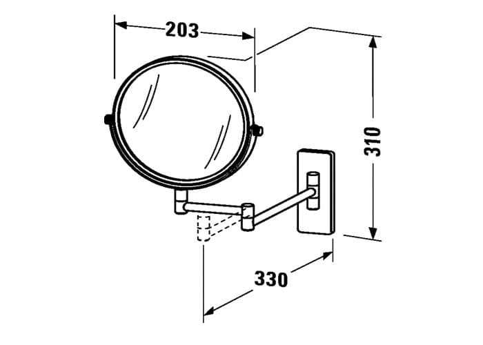 Зеркало настенное Duravit D-CODE 0099121000 телескопическое для бритья