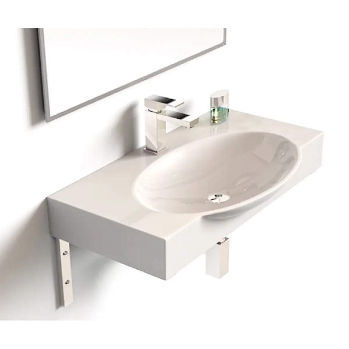 Раковина 76 см Sanita Luxe Infinity на кронштейнах WB.FN/Infinity/76-C.BR/WHT.G/S1