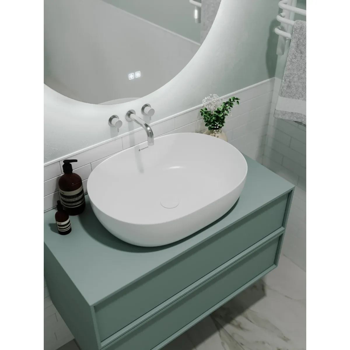 Раковина-чаша Terminus Прато 03RN60x41x14W 60x41,5 см, накладная, белый