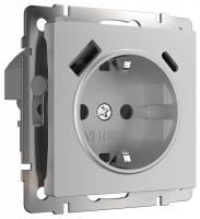 Розетка с заземлением и со шторкой и 2хUSB type A и C, без рамки Werkel  W1171706