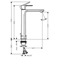 Смеситель для раковины hansgrohe Rebris S 72580670 со сливным гарнитуром черный матовый