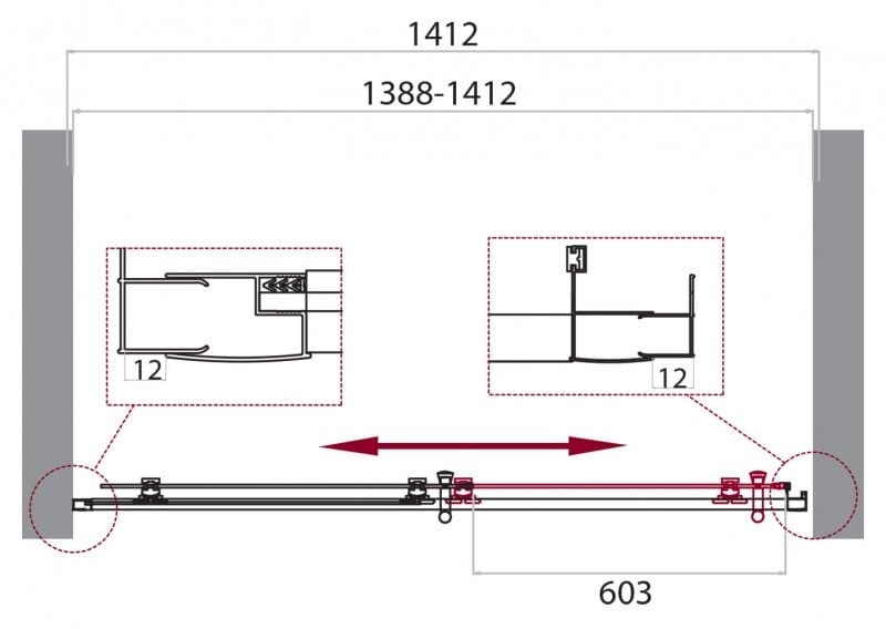 Дверь в проём BelBagno UNO-195-BF-1-140-C-Cr