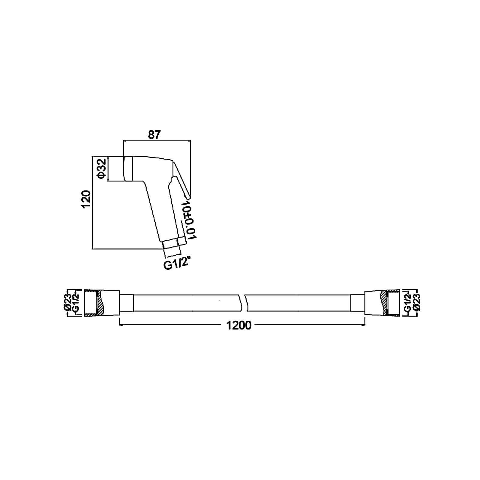 Гигиенический душ Timo SG-3052 chrome с держателем и шлангом