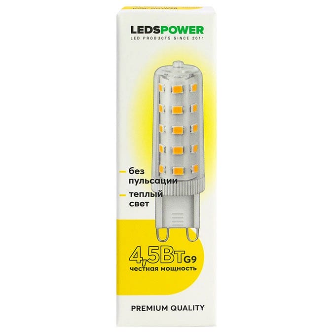 Лампа светодиодная LEDS POWER  G9 4Вт 3000K 007038