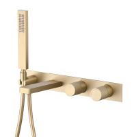 Смеситель для ванны Abber Rund AF8730G с душевым гарнитуром золото матовое