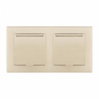 Розетка влагозащищенная с заземлением и со шторкой с крышкой Arte Milano SET06-2 SET06-2-41-1x2 shampan