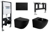 Комплект унитаза и биде Abber AC1100MB-AC0105-AC0121MB-AC1150MB-AC0101P с инсталляцией черный матовый