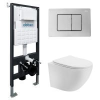 Комплект унитаза с инсталляцией Abber Bequem AC1100T-AC0105-AC0120 с клавишей смыва хром