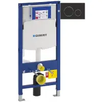Инсталляция для унитаза Geberit Duofix Sigma 20 111.300.00.5 + 111.815.00.1 + 115.882.14.1 с кнопкой смыва, черный матовый/хром/черный матовый