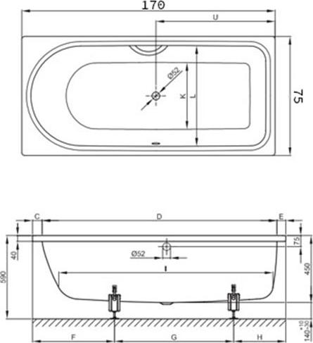 Ванна с шумоизоляцией Bette Ocean 8854-000 PLUS, AR 170х75х45 см, BetteGlasur Plus и покрытием анти-слип, белый