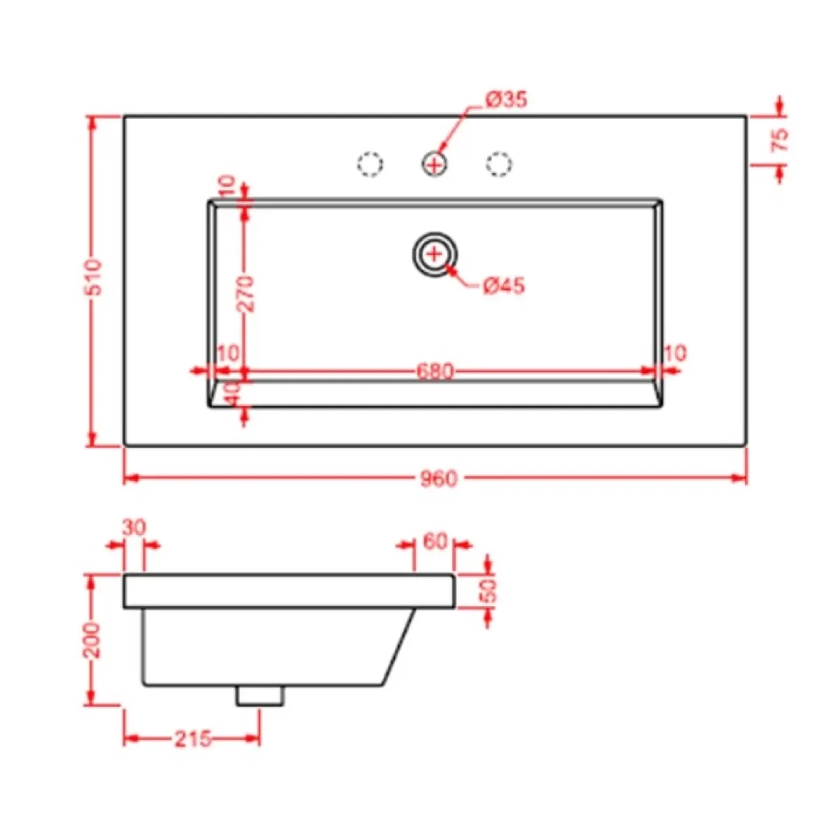 Раковина 96x51 см Artceram Washbasins Gap GPL004 01 00 bi*1