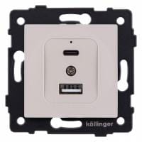 Розетка 2хUSB type A и C без рамки Kollinger  REA-037CM