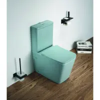 Унитаз-компакт CeramaLux 2170AXMLG безободковый, с сиденьем микролифт, бирюзовый матовый