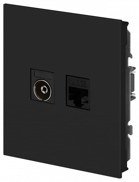 ТВ-розетка и розетка Ethernet RJ-45 без рамки Эра Arktik Б0070498