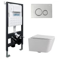 Комплект унитаза с инсталляцией Abber Rechteck AC1201-AC0105-AC0121 с клавишей хром