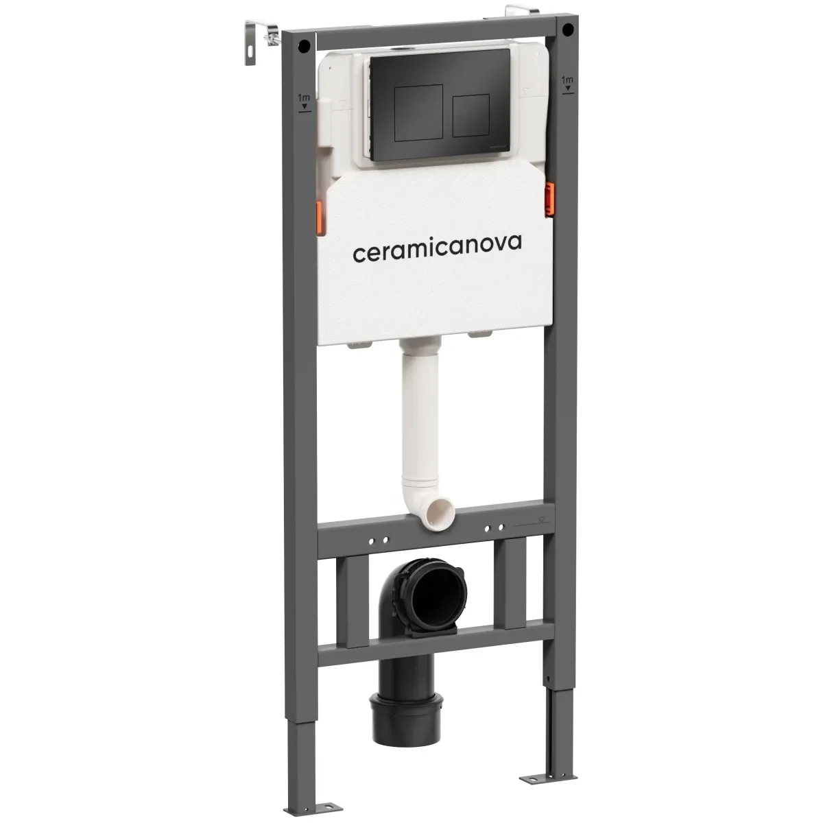 Инсталляция для унитаза Ceramica Nova Balance Square CN121002MB с кнопкой смыва, черный матовый