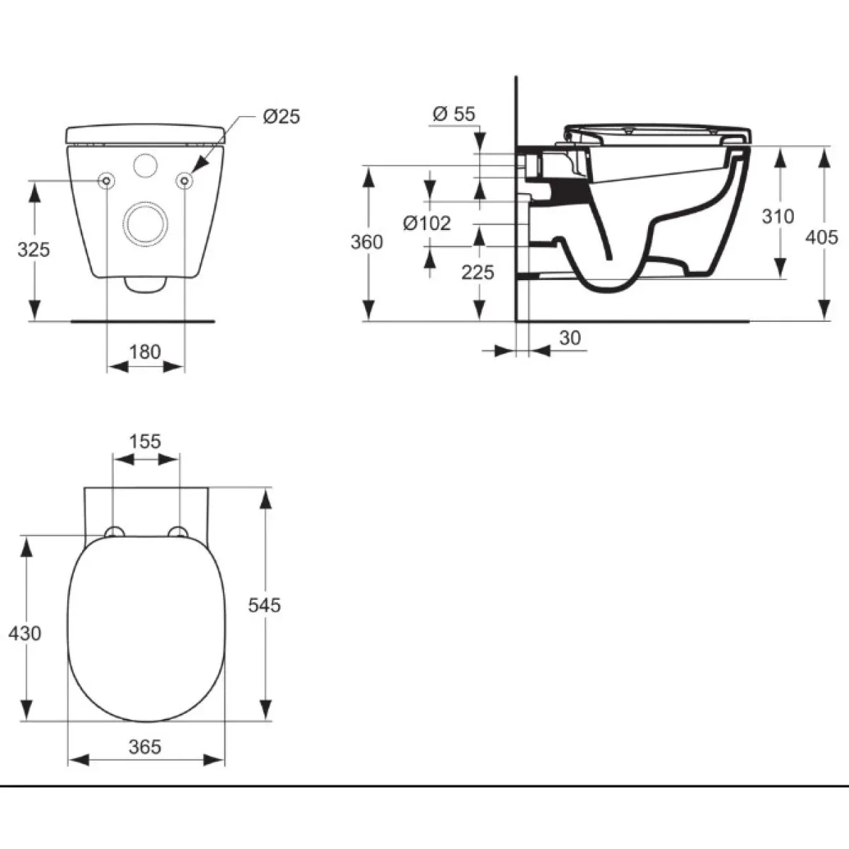 Унитаз подвесной Ideal Standard Connect E272701 с сиденьем микролифт, белый