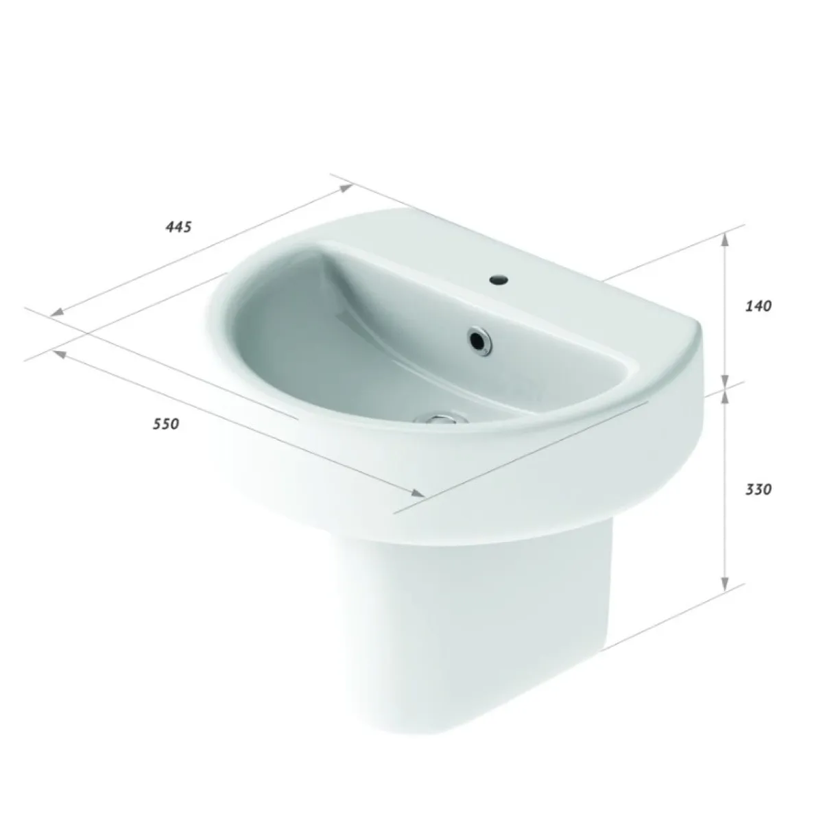 Раковина 55 см Sanita Luxe Best WB.PD/Best/55-C/WHT.G/S1