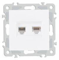 Розетка двойная RJ-11 и Ethernet RJ-45, без рамки Arte Milano am-206 206.44-1.white