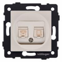 Розетка двойная RJ-11 и Ethernet RJ-45, без рамки Kollinger  REA-011GD