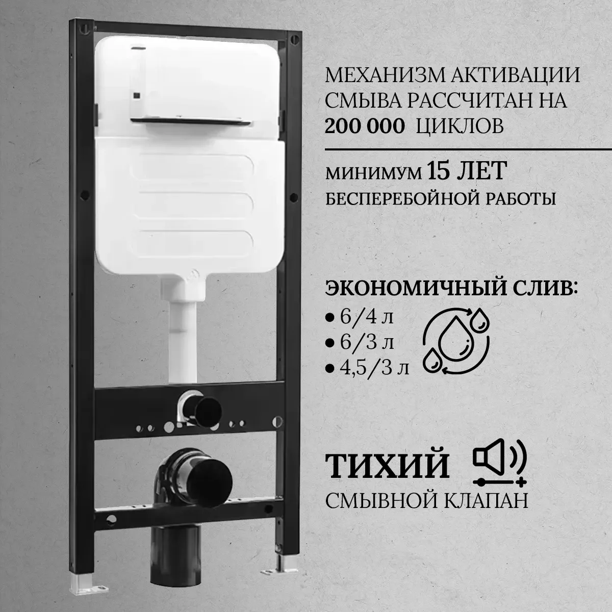 Инсталляция для унитаза Oliveeka M-6601A с кнопкой смыва, белый