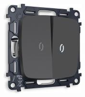 Выключатель двухклавишный с подсветкой без рамки Ambrella Volt Quant MO904015