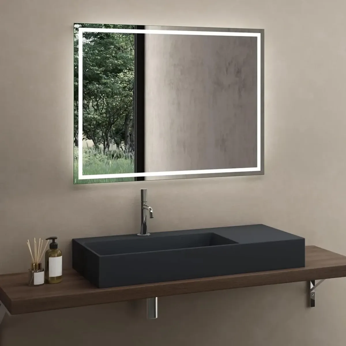 Раковина-чаша Rea Archi REA-U4304 89,5x48 см L, накладная, подвесная, серый матовый