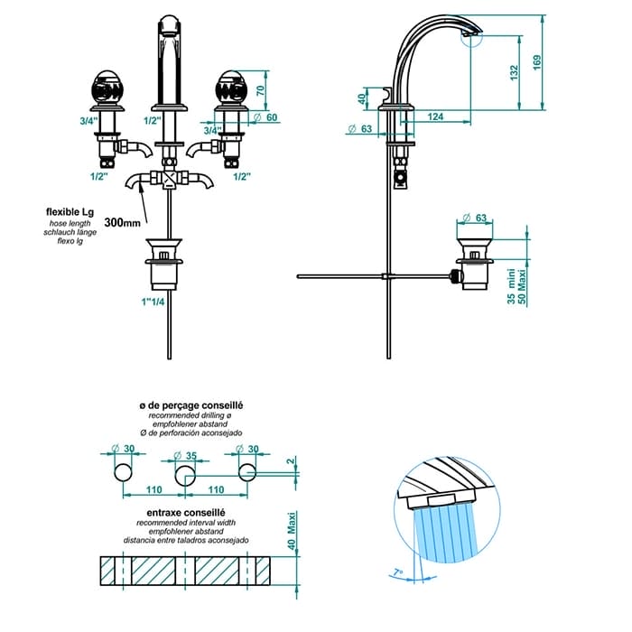 Смеситель для раковины THG Panthre cristal clair A2H.A02.151