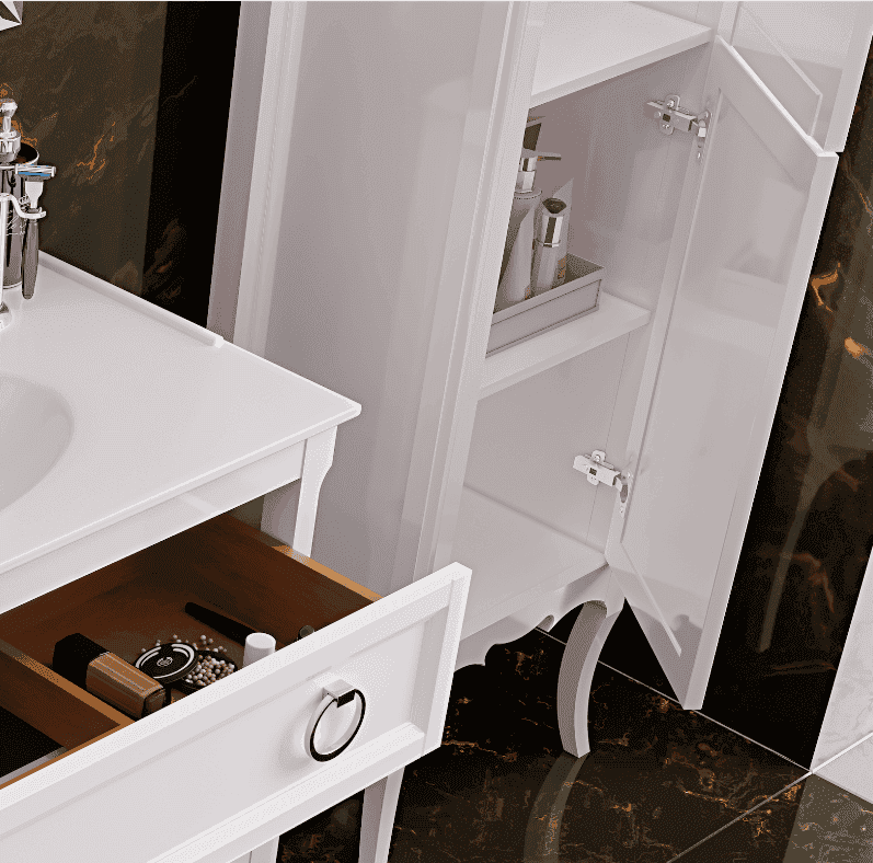 Пенал Bagno Piu Moretta 2.0 48 MR-3-175-17 DX + BU 013.80.Cromo белый матовый