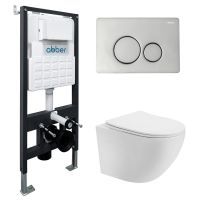 Комплект унитаза с инсталляцией Abber Bequem AC1100T-AC0105-AC0121 с клавишей смыва хром