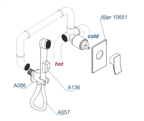 Комплект для биде WasserKRAFT Aller A106157 со шлангом 120 см