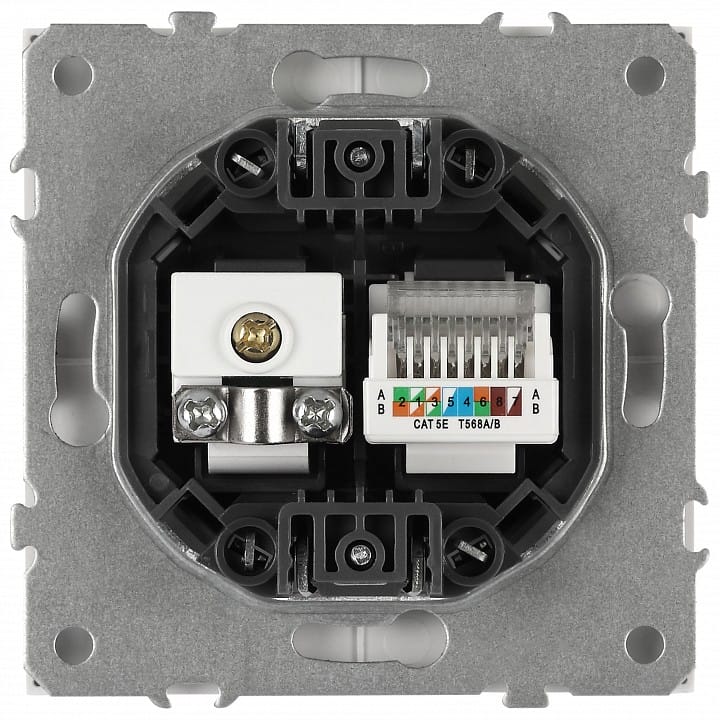 ТВ-розетка и розетка Ethernet RJ-45 без рамки Эра Galaxy 15-3110-01