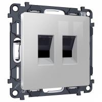 Розетка двойная Ethernet RJ-45 и со шторками, без рамки Ambrella Volt ALFA MA412110