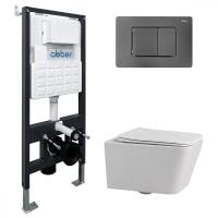 Комплект унитаза с инсталляцией Abber Rechteck AC1201-AC0105-AC0120NG с клавишей никель