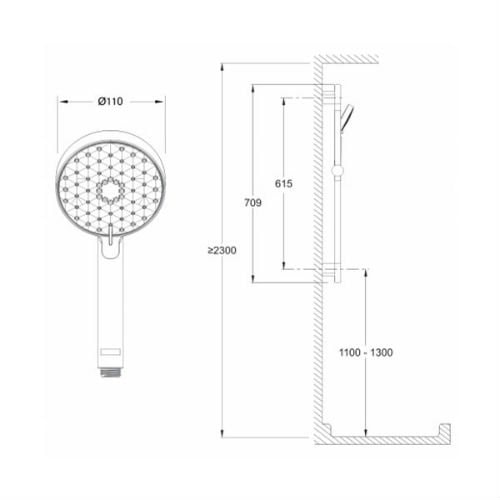 Душевой гарнитур Jacob Delafon AWAKEN Geometric 11 со штангой (E99898RU-CP)