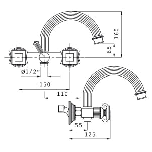 Смеситель для ванны Cezares Olimp OLIMP-VD-02-O