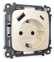 Розетка с заземлением и 2хUSB type A и C без рамки Ambrella Volt Quant MO310010