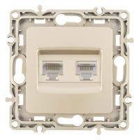 Розетка двойная RJ-11 и Ethernet RJ-45 без рамки Arte Milano am-217 217.44-1.shampan