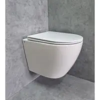 Унитаз подвесной CeramaLux TR2196 безободковый, торнадо, с сиденьем микролифт, белый