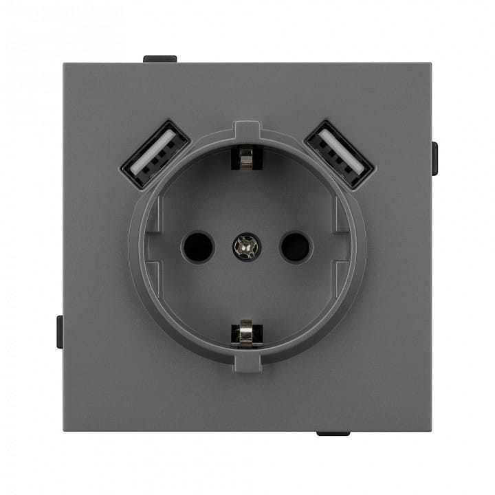 Розетка с заземлением и 2хUSB type A, без рамки Arlight SCT-TENDO 054605
