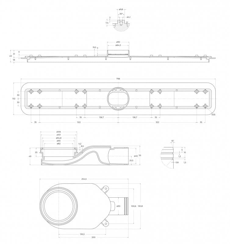 Душевой лоток BelBagno BB-LD-LUCE-80-BIANCO