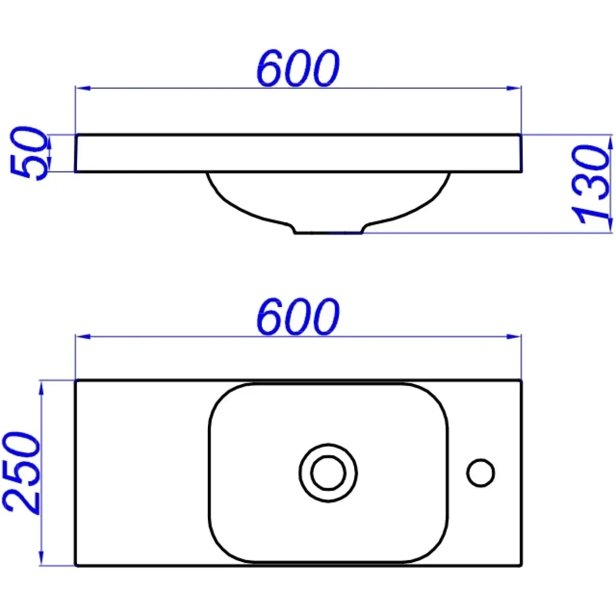Раковина 60x25 см Aqwella 5 Stars Compact Slim CMPSL.06.04.D