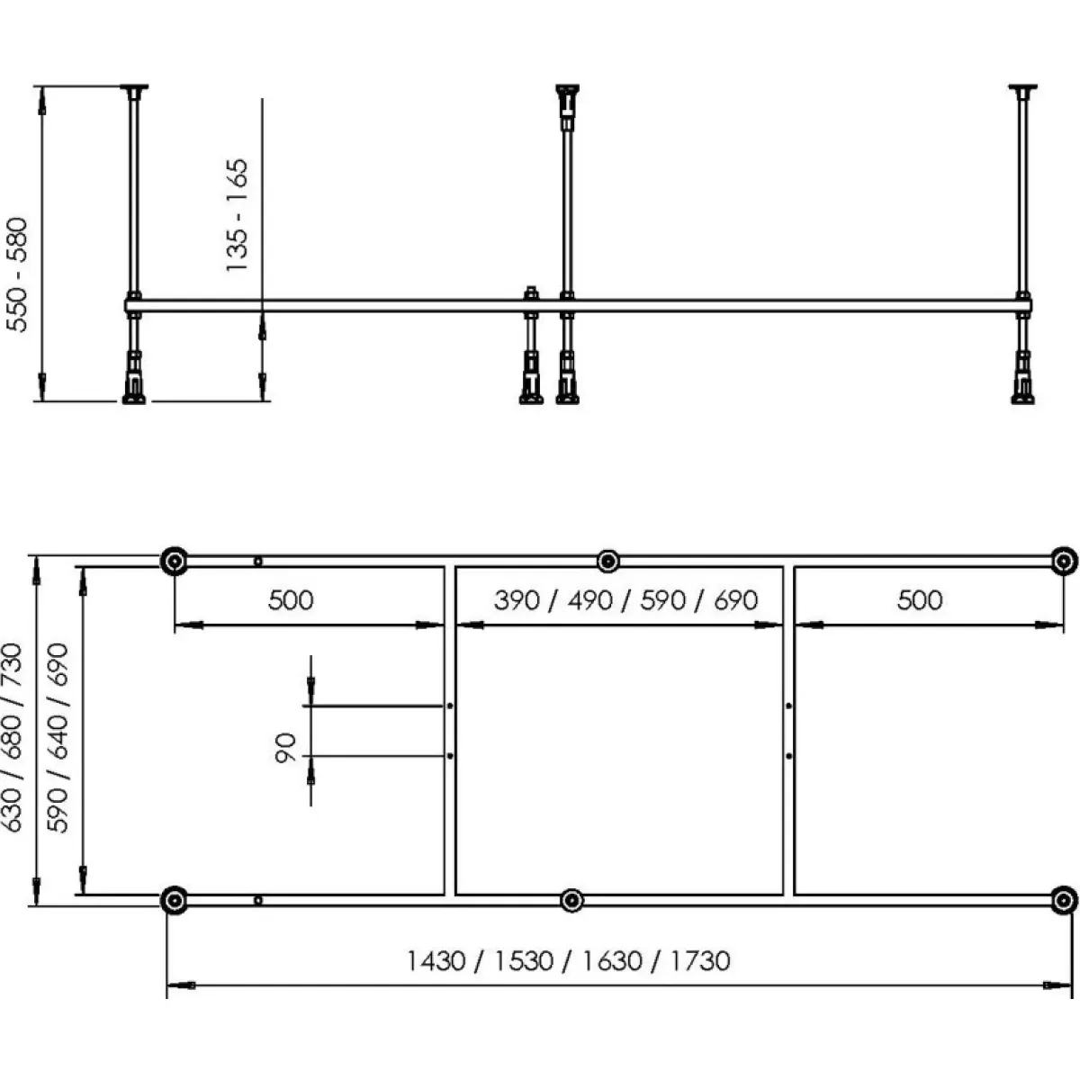 Каркас для ванны AM.PM Above W9XA-170-070W-R 170x70
