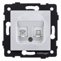 Розетка двойная RJ-11 и Ethernet RJ-45, без рамки Kollinger  REA-011WH